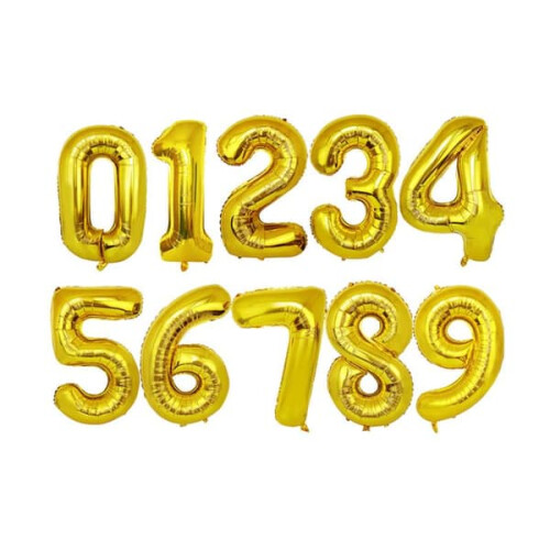 90CM Number Balloon Metallic Gold Silver 1