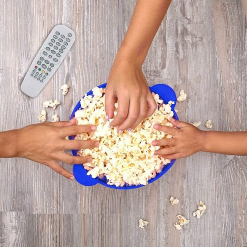 Bol pliabil din silicon pentru popcorn, albastru 1
