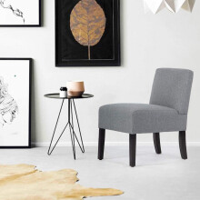 Fabric Armless Accent Chair Gray Solid Wood Legs