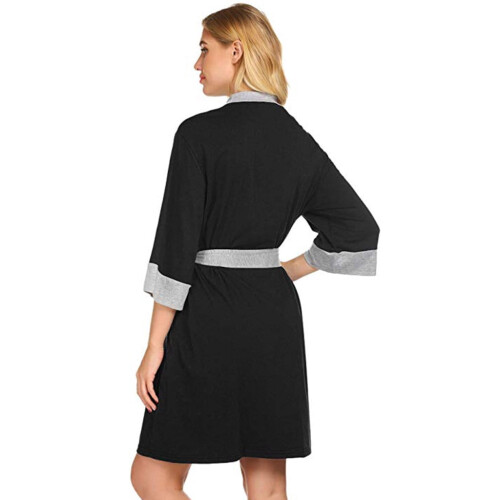 Robe de nuit de maternité noire à manches 3/4, taille S 2