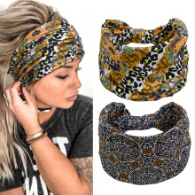Opaski na głowę boho, bardzo szerokie, 7 cali, barwione metodą tie-dye, 2 sztuki