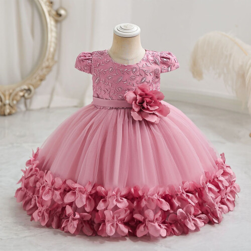 Vestido de Daminha de Honra em Tule Estilo Princesa 7M-4Y 1