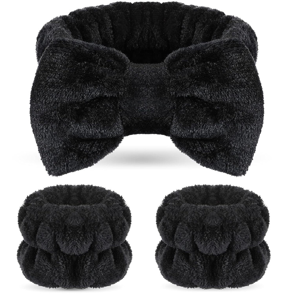 Face Wash Headband and Wristband Set for Women 3 Pcs
