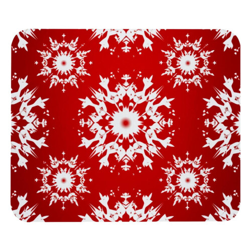 Mouse pad com estampa de neve natalina e base de borracha.