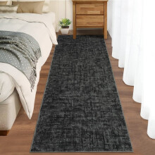 Modern abstract runner rug washable non-slip 2x6 ft black