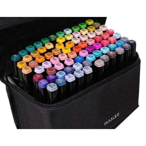 Marker Pens Double-Sided Multi-Color 80-Pack with Case 1