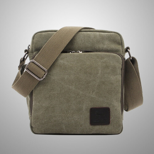 Olive Crossbody Bag for Men with Multiple Pockets