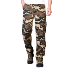Pantalones largos de algodón para hombre con estampado de camuflaje azul