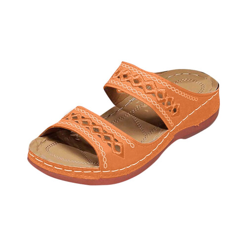 Women's Orange Wedge Sandals Comfortable Size 8.5 1