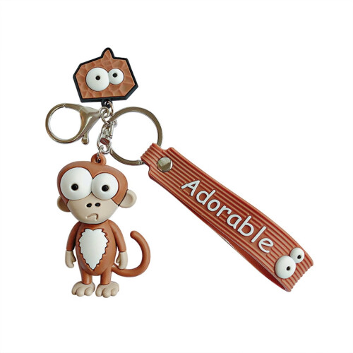 Porte-clés singe dessin animé en silicone (1 pièce)