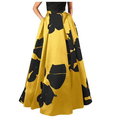 Dame Boheme Blomster Maxi Nederdel Gul 1