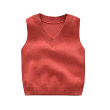 Gilet da bambino in maglia con scollo a V, cotone, colore rosso anguria, taglie 2-2.5