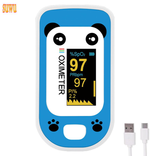 Pulsoksymeter for barn med USB-C-lading, blå