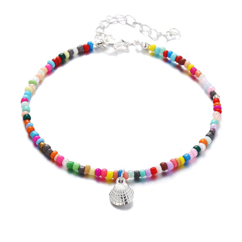 Pulsera tobillera elástica de cuentas estilo boho hecha a mano