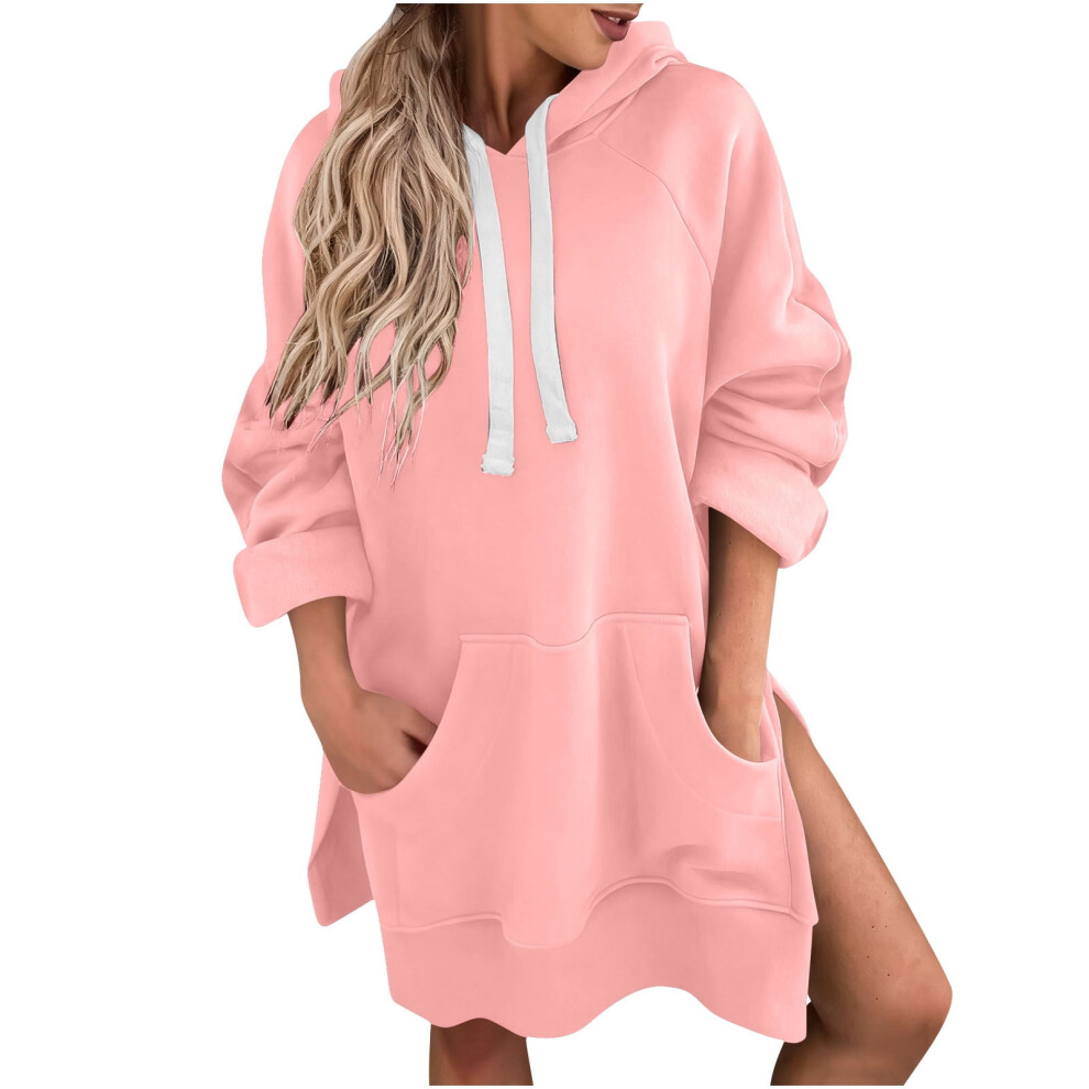 Women's Solid Color Hooded Sweatshirt Fleece Pullover 9152228817500