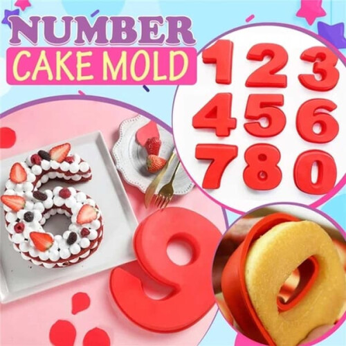 Silicone Cake Mold Digit Number 6 Red 1