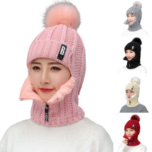 Dámská zimní vlněná kukla s bambulkou