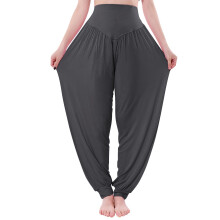 Dames palazzo broek met hoge taille, boho-stijl, donkergrijs