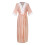 Roze damesbadjas van polyester met kanten afwerking, maat SL 7