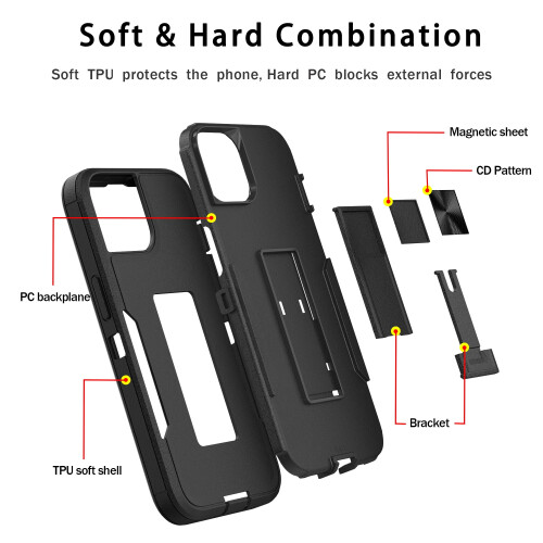Capa para iPhone 13 com suporte e protetor de tela, 6,1 polegadas. 2