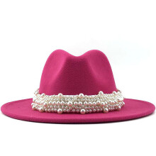 Britischer Damen-Fedora-Hut aus Wolle mit breiter Krempe und