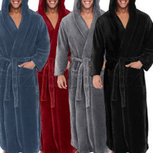 Herren-Bademantel aus Korallenvlies mit Taschen