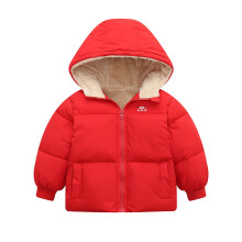 Manteau d'hiver pour bébé garçon rouge uni à capuche, épais et chaud, tailles 18-24