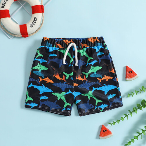 Boy's swim shorts quick-dry print beach trunks 1