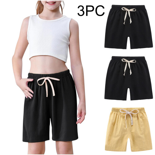 Mädchen Baumwoll-Sport-Joggingshorts, 3er-Pack 1