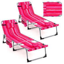 Chaise longue d'extérieur rose rouge, pliable en 5 positions
