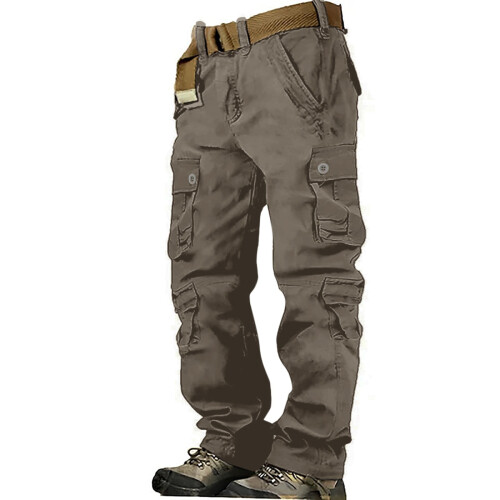 Calça cargo masculina, corte reto e descontraído, com bolsos.