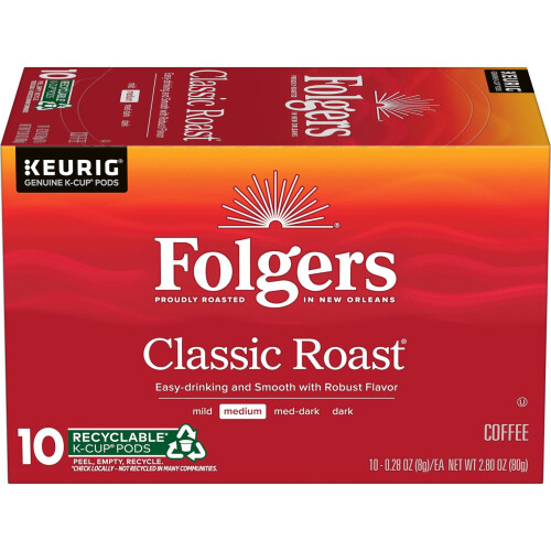 Klassiskt rostat kaffe, medelrostade K-Cup-kapslar, 10 st
