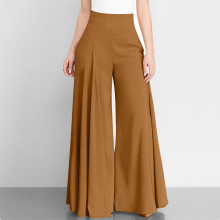 Damen Culottes mit weitem Bein und hohem Bund, braun