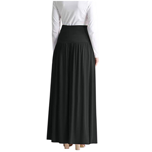 Women's high waist ruched maxi skirt solid color with 1