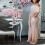 Rosa kveldsjumpsuit med bare skuldre til dame 3