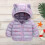 Jaqueta infantil de inverno com capuz e estampa de dinossauro, à prova de vento e acolchoada. 2
