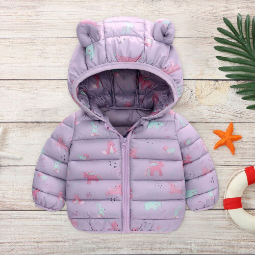 Jaqueta infantil de inverno com capuz e estampa de dinossauro, à prova de vento e acolchoada. 1