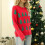 Dame Julepullover Rund Hals Rød Lang 5