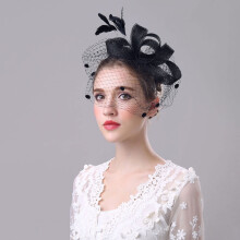 Diadema vintage negra con lazo para boda (1 unidad)
