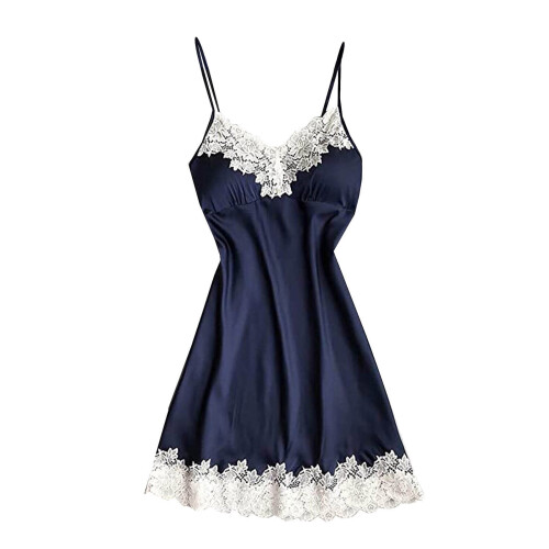 Damen-Spitzen-Dessous-Kleid-Set dunkelblau