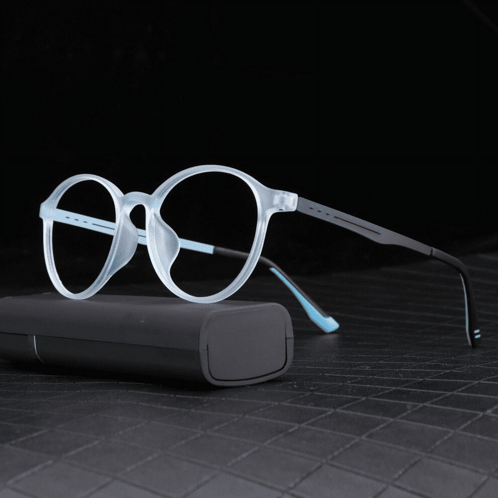 MAINYU TR90 round photochromic reading glasses blue light