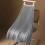 Women's plain satin pleated midi skirt, gray 2