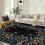Washable Floral Botanical Area Rug 6'x9' Black 2