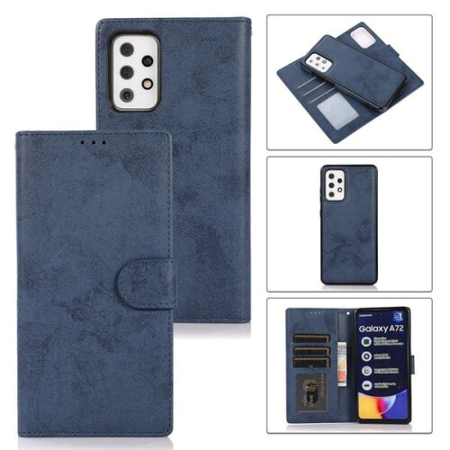 Compatível com Samsung Galaxy A72 - Capa carteira resistente e prática na cor roxa 2