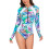 Γυναικείο Μαγιό με Μακρυμάνικο Rash Guard Ανοιχτό Μπλε Φύλλο 4