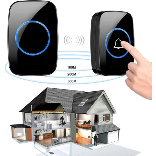 Wireless Doorbell Waterproof 1000ft Range 36 Tones Black 1 1