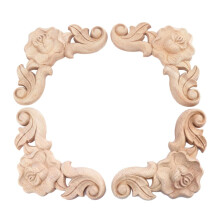 Wooden Carved Rose Appliques Onlays 4-Pack