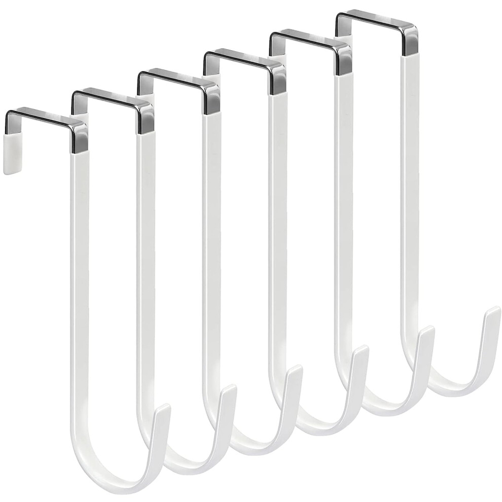 Over-The-Door Hooks Heavy-Duty Rubber-Tipped 6-Pack White 938499999577