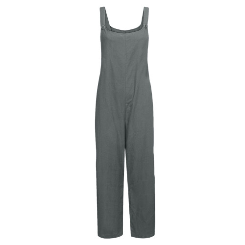 Women's sleeveless cotton-linen jumpsuit plus size 2