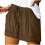 Brune dameshorts i hør med snøre og elastik i plus size 2